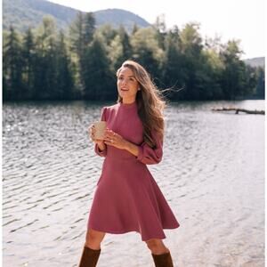 GAL MEETS GLAM Maggie Textured Dress Mauve Pink Sz 4 {C37}